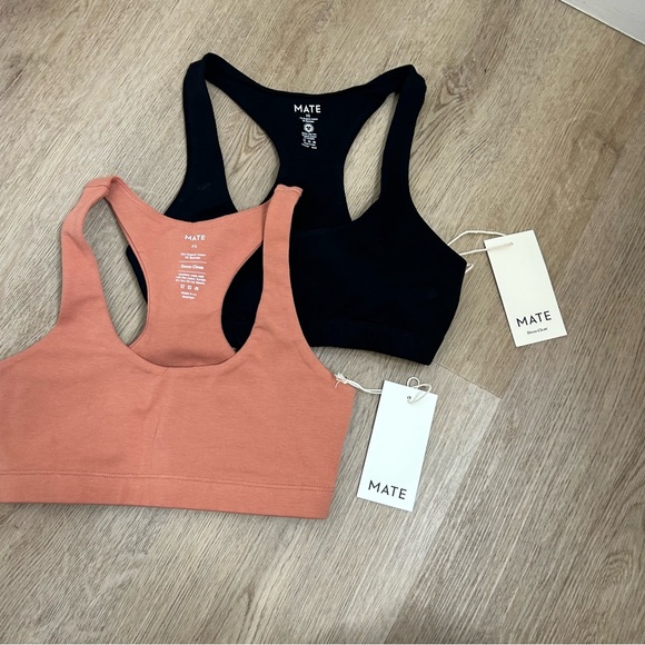 NWT MATE The Label Bundle of Two Organic Cotton Stretch Sports Bra Rose XS - Picture 5 of 10